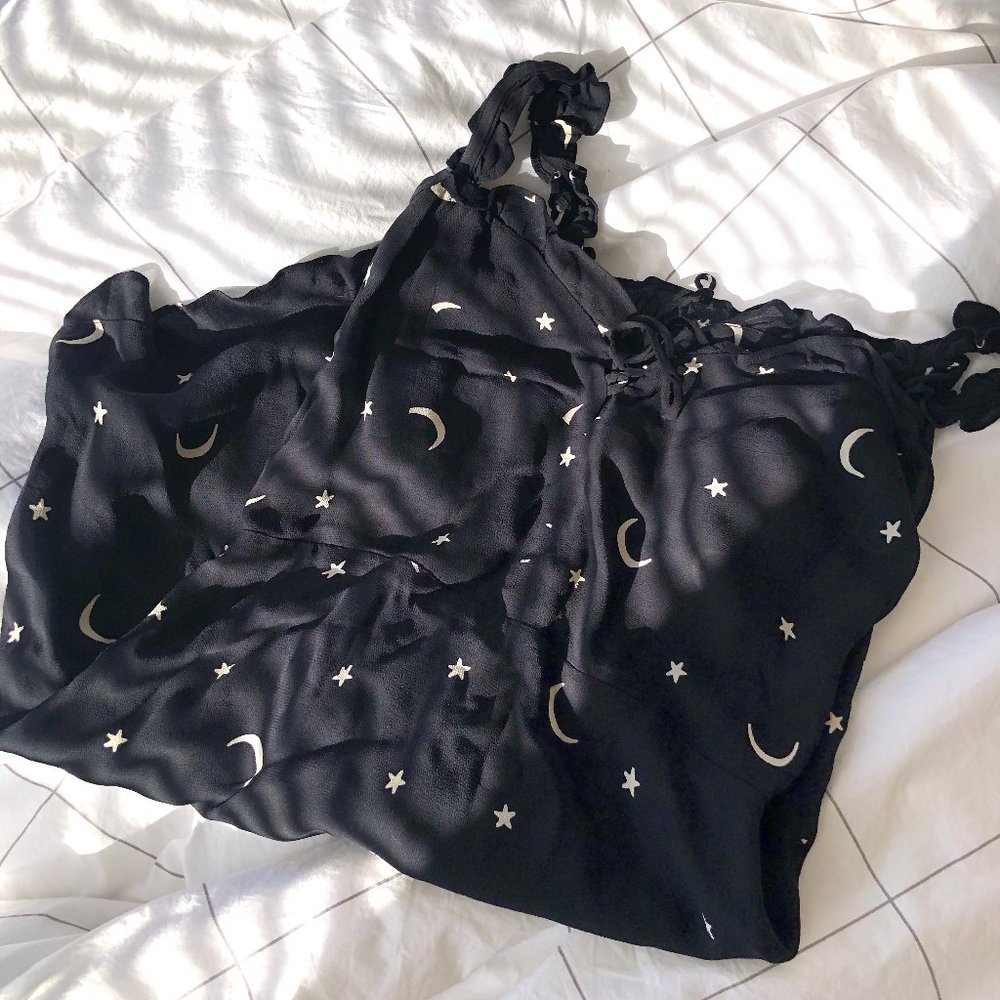 RARE Reformation Armadillo Dress Moon and Stars print